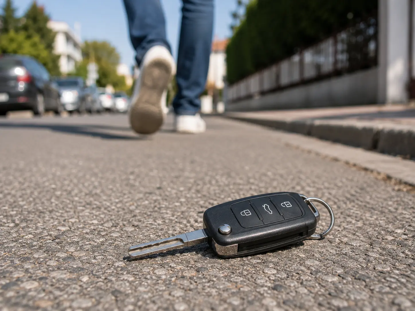 Foto — leerer Parkplatz, Hand greift in leere Jackentasche